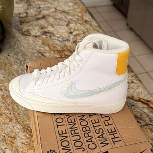 White and Yellow Kids Sneakers